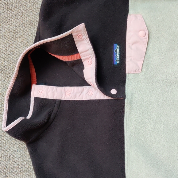 Patagonia Snap-T Synchilla fleece pullover sweater in dark brown and beige, L - Picture 3 of 8